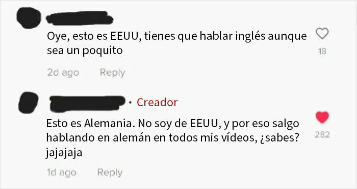 Comentario ignorante de un americano y respuesta de un europeo, ejemplo de interacción cultural y diferencias lingüísticas.