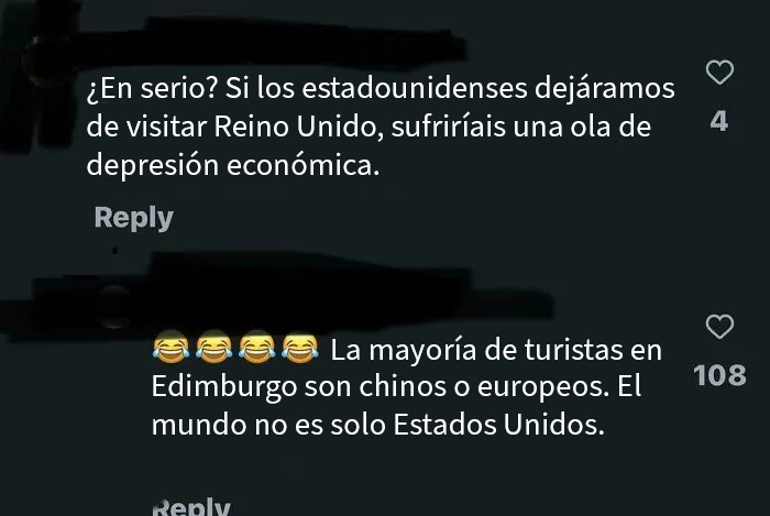 Comentario ignorante de estadounidenses sobre turismo y economía, mereciendo un suave comentario europeo para aclarar la realidad.