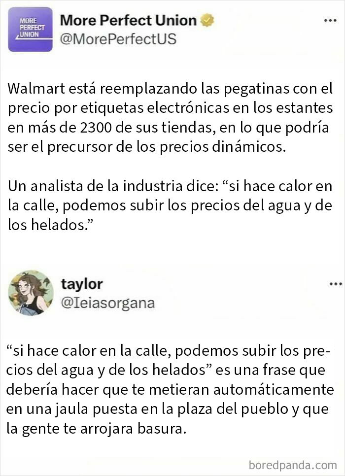 Publicación sobre aumento de precios en Walmart y reacción crítica vinculada a fotos horripilantes que parecen una pesadilla distópica.