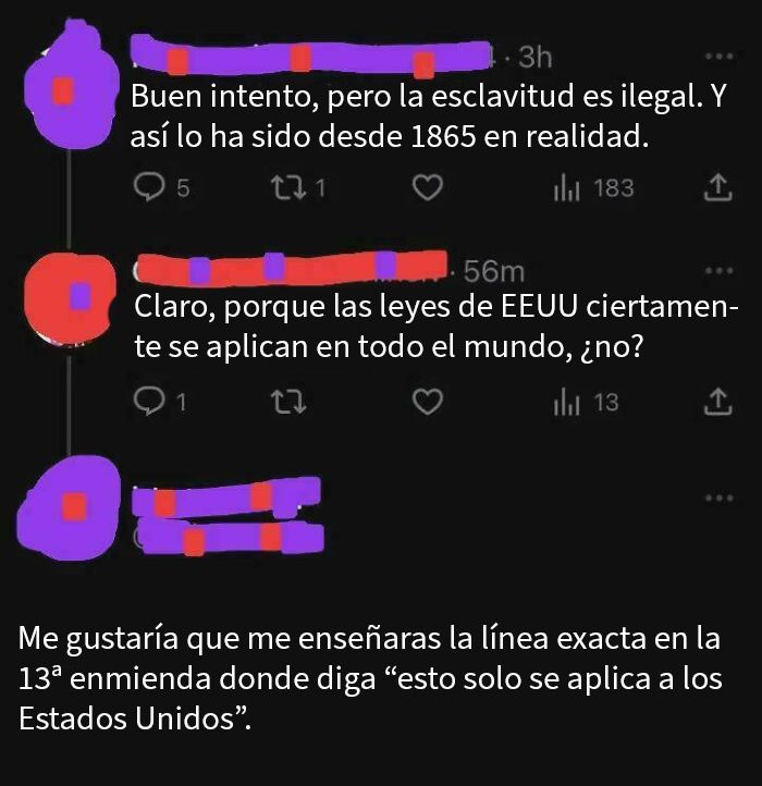Conversación en redes mostrando momentos divertidos donde estadounidenses no entienden cómo funciona el mundo.