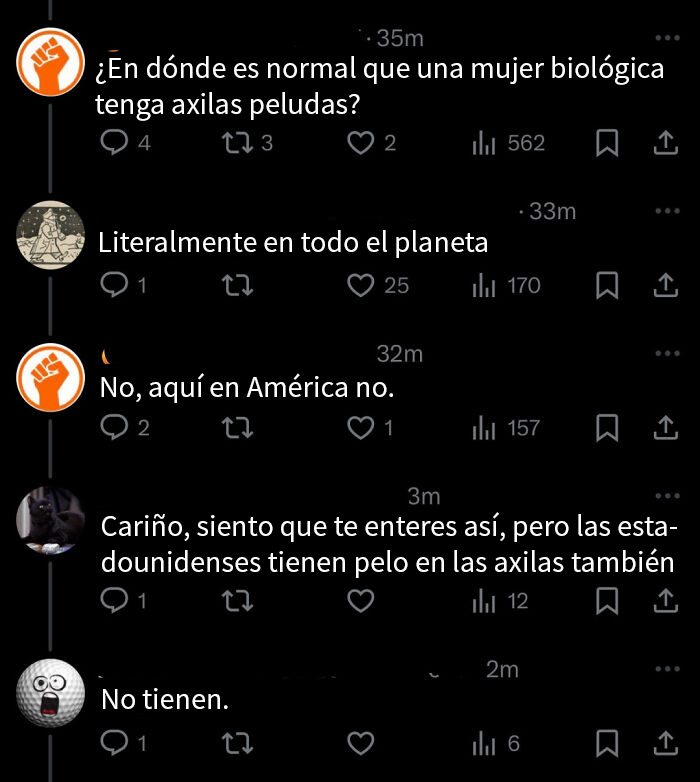 Conversación en Twitter mostrando momentos divertidos de americanos que no entienden cómo funciona el mundo realmente.