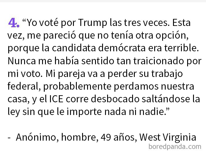 Tres veces votante de Trump, traicionado por el hombre al que votó porque pierden su trabajo y pronto su casa.
