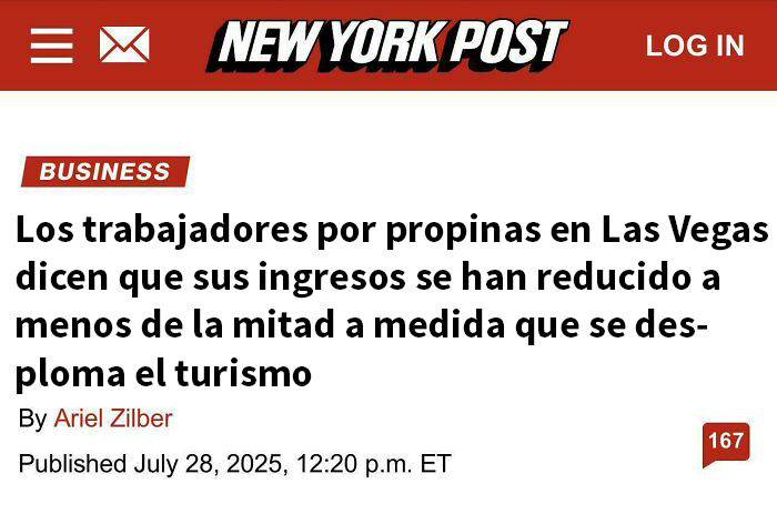 Las Vegas votó por un cambio económico y están indignados por el cambio en la economía. Al menos no pagarán impuestos por el 50% menos de propinas que reciben.