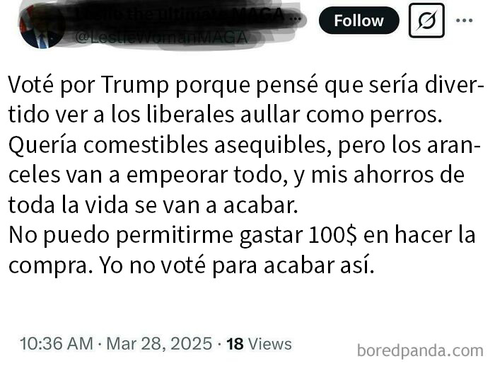 Voté a Trump para reirme de los otros, esto no lo quiero