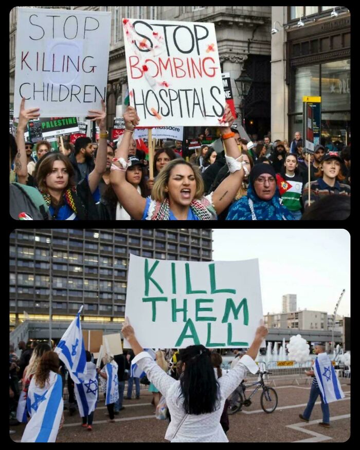 Recordatorio: A las personas de arriba se les ha llamado “terroristas islámicos”. Y las personas de abajo son "héroes".