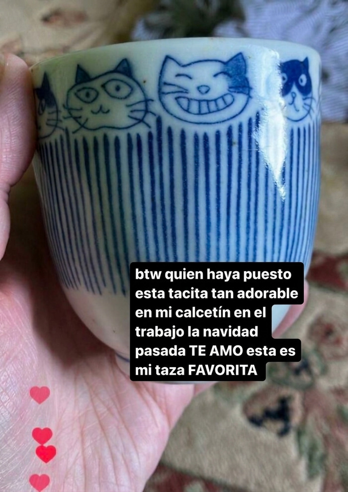 Mi taza favorita fue un regalo anónimo y mi compañero piso la rompió
