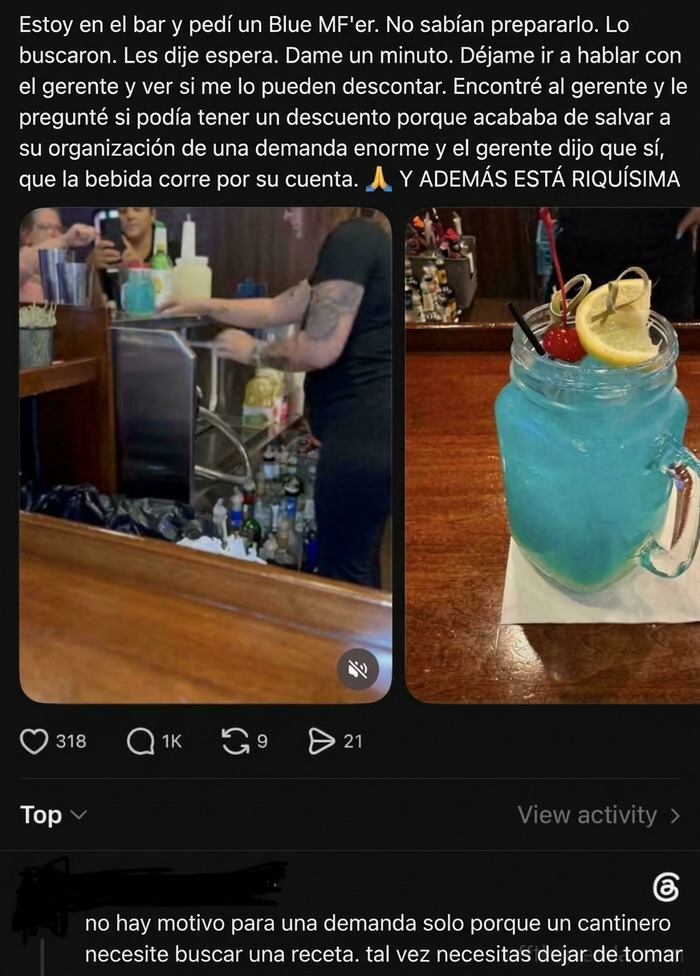 He salvado al bar de una demanda