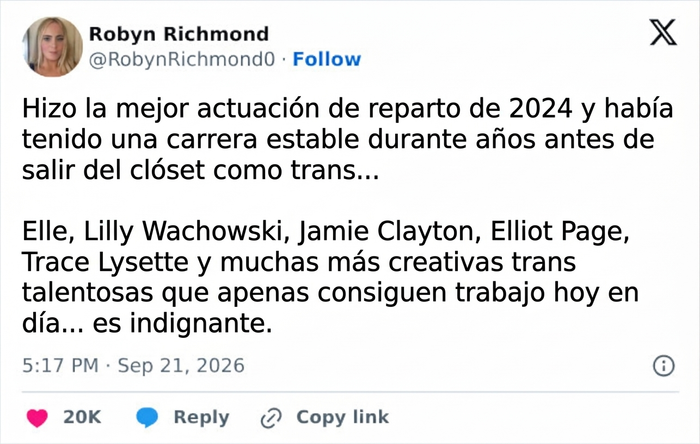 Este actor trans desesperado desata un acalorado debate sobre Hollywood