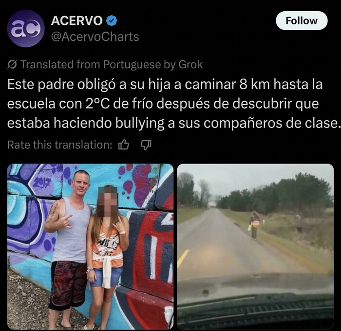 ¿Es moral obligar a tu hija a caminar a la escuela en medio de una tormenta de nieve porque estaba molestando a sus compañeros?