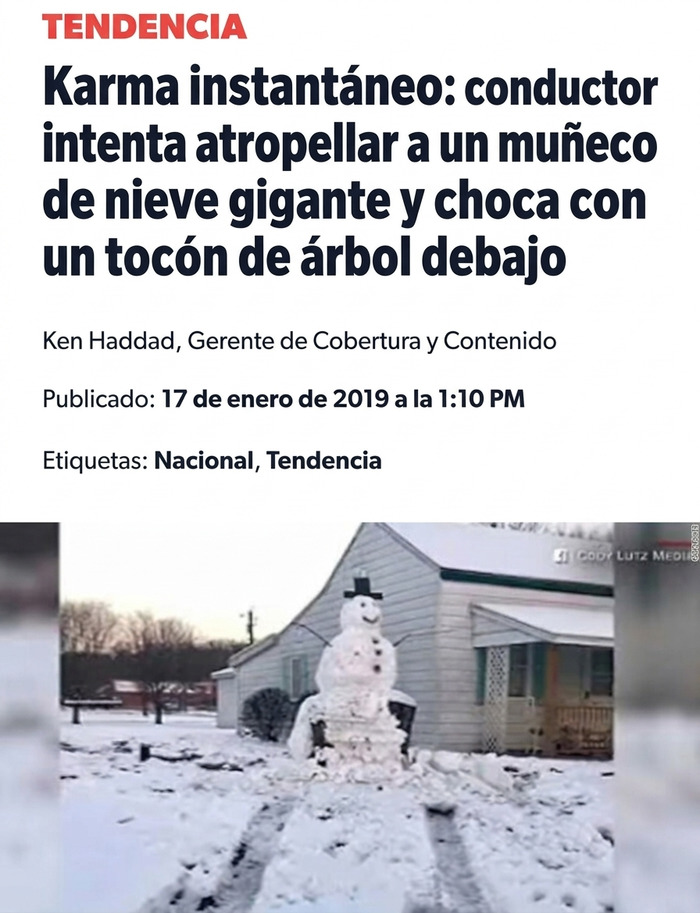 ¿Es moral construir muñecos de nieve alrededor de los troncos de los árboles para que quienes los atropellan a propósito terminen destrozando sus autos?