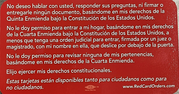 Hemos dado estas tarjetas a nuestros estudiantes sin papeles