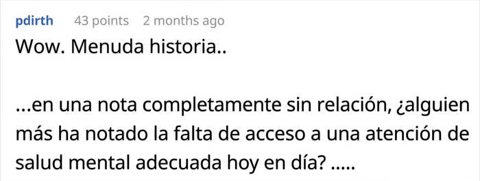 Captura de pantalla de un comentario sobre un hombre que afirma haber visto el a&ntilde;o 2118, destacando la falta de salud mental adecuada.