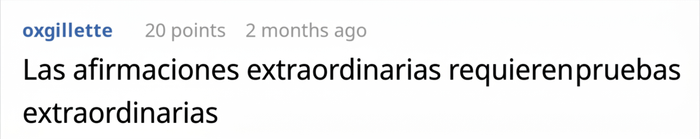 Captura de pantalla de un comentario sobre un hombre que afirma haber visto el a&ntilde;o 2118 y pruebas extraordinarias.