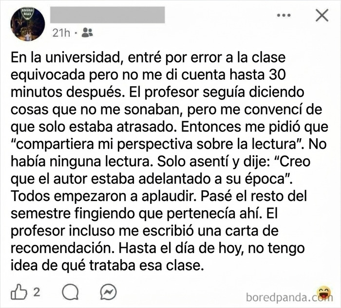 Le aplaudieron en una clase que no era la suya