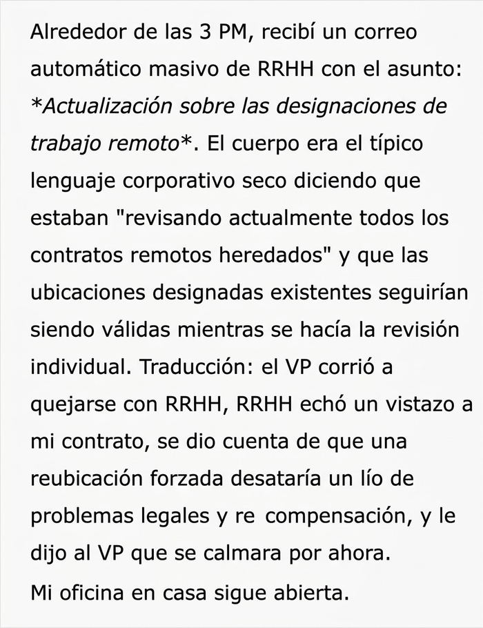 Este jefe espera que su empleado vuelva a la oficina tras 6 años trabajando en remoto, y él demuestra que su oficina en casa fue aprobada por RRHH Este jefe espera que su empleado vuelva a la oficina tras 6 años trabajando en remoto, y él demuestra que su oficina en casa fue aprobada por RRHH