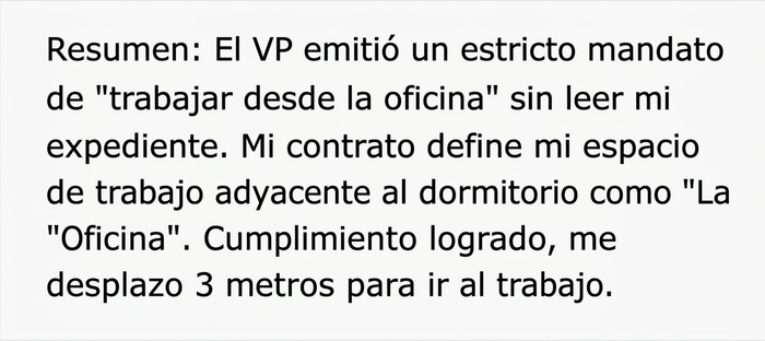 Este jefe espera que su empleado vuelva a la oficina tras 6 años trabajando en remoto, y él demuestra que su oficina en casa fue aprobada por RRHH Este jefe espera que su empleado vuelva a la oficina tras 6 años trabajando en remoto, y él demuestra que su oficina en casa fue aprobada por RRHH
