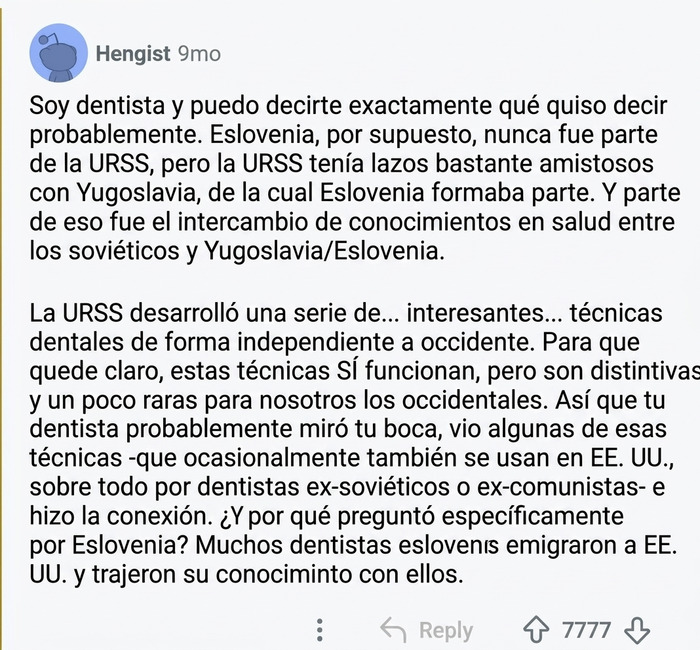 Un comentarista explica por qué el trabajo dental esloveno es tan evidente