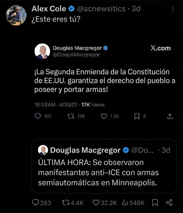 Segunda enmienda es buena ... Hasta que los manifestantes llevan armas