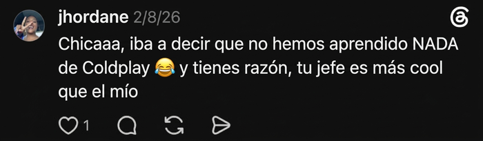 Comentario divertido relacionado con Coldplay tras ver la foto de una mujer con su esposo. Comentario divertido relacionado con Coldplay tras ver la foto de una mujer con su esposo.