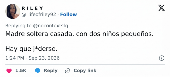Comentario de madre soltera casada en X, opinando sobre la forma de tratar a su esposa en el b&eacute;isbol