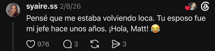 Comentario en redes sociales que aclara la identidad del esposo de una mujer en una foto viral. Comentario en redes sociales que aclara la identidad del esposo de una mujer en una foto viral.