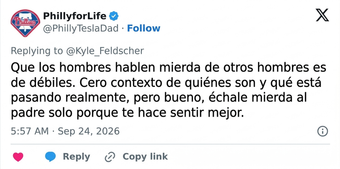 Post de PhillyforLife sobre la forma de tratar a su esposa en el partido