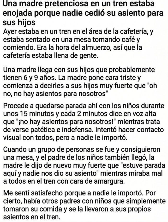 Texto que describe una madre pretenciosa, reflejo de personas de comportamiento egocéntricos