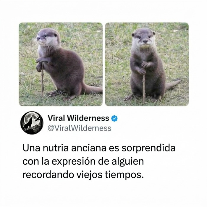 Nutria de pie con un palo en momentos fascinantes de animales en la naturaleza.