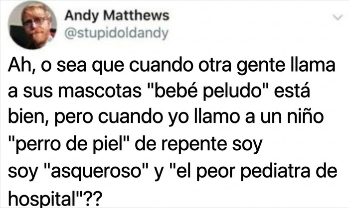 Captura de pantalla de una broma en Twitter sobre un pediatra, ideal como publicaciones divertidas para relajarte.