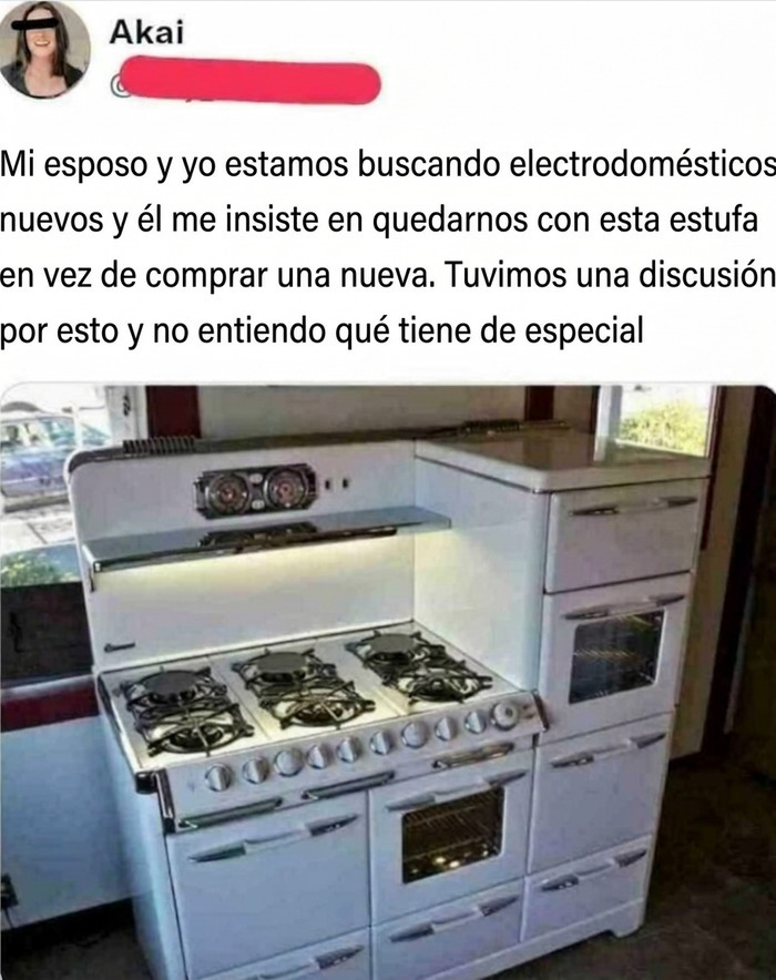 Estufa vintage muy detallada en una cocina, perfecta para publicaciones divertidas.