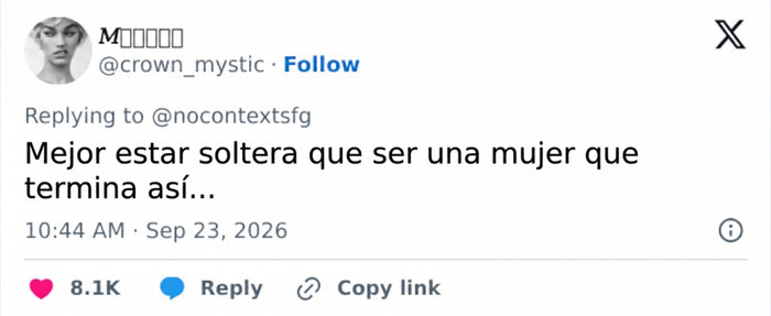 Opini&oacute;n en X de una usuaria que prefiere estar soltera tras ver c&oacute;mo el hombre trata a su esposa