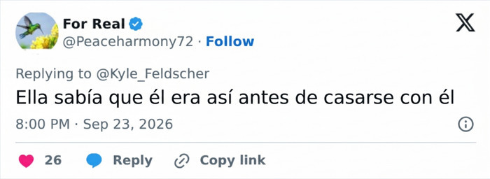 Tuit corto sobre la relaci&oacute;n del hombre viral y su esposa