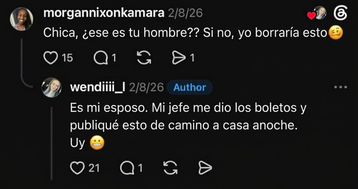 Hilo de comentarios donde una mujer aclara la foto con su esposo que se volvió viral. Hilo de comentarios donde una mujer aclara la foto con su esposo que se volvió viral.