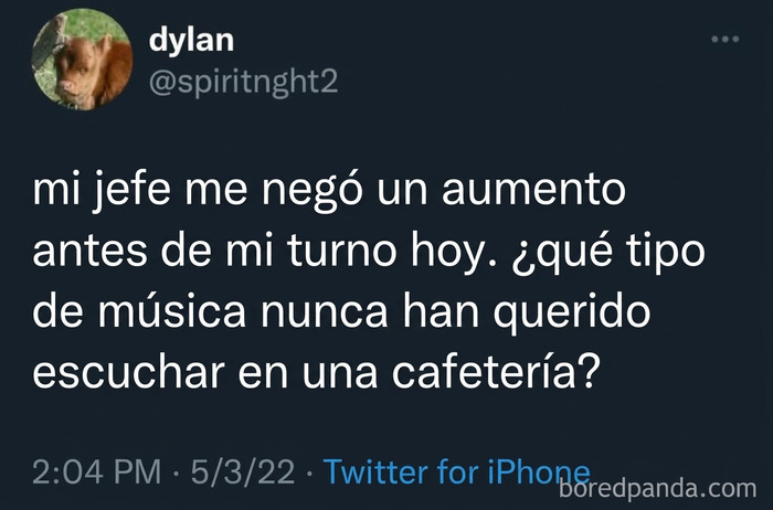 Tuit de un empleado que busca venganza musical tras ser rechazado para un aumento por los peores jefes.