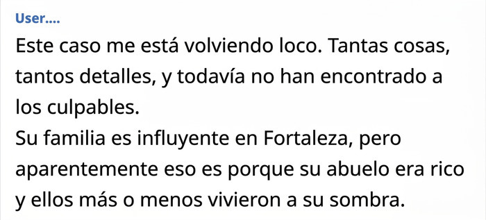 Captura de pantalla con comentario sobre una madre y su hija de 22 años y un misterioso caso en Fortaleza. Captura de pantalla con comentario sobre una madre y su hija de 22 años y un misterioso caso en Fortaleza.