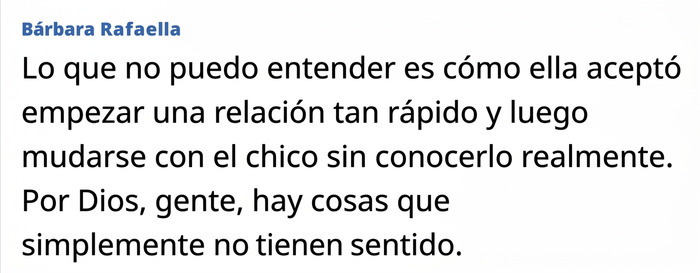 Texto en pantalla de una usuaria que cuestiona la decisión de una madre respecto a la relación de su hija. Texto en pantalla de una usuaria que cuestiona la decisión de una madre respecto a la relación de su hija.