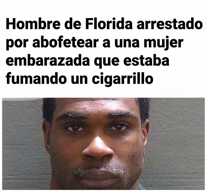 Meme de hombre de Florida tras ser arrestado, mostrando la locura diaria.