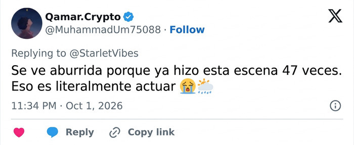 Tweet sobre la interpretaci&oacute;n de Florence Pugh y el proceso de filmaci&oacute;n de una escena en su nueva serie