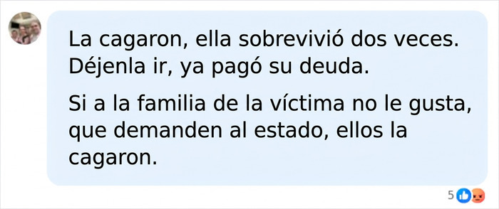 Comentario en redes sociales sobre una mujer que sobrevivió a su condena a muerte. Comentario en redes sociales sobre una mujer que sobrevivió a su condena a muerte.
