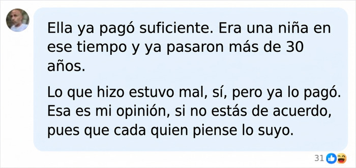 Comentario de Facebook que defiende a la mujer sentenciada a inyección letal. Comentario de Facebook que defiende a la mujer sentenciada a inyección letal.