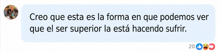 Comentario de redes sociales sobre el sufrimiento y la condena a muerte de la mujer. Comentario de redes sociales sobre el sufrimiento y la condena a muerte de la mujer.