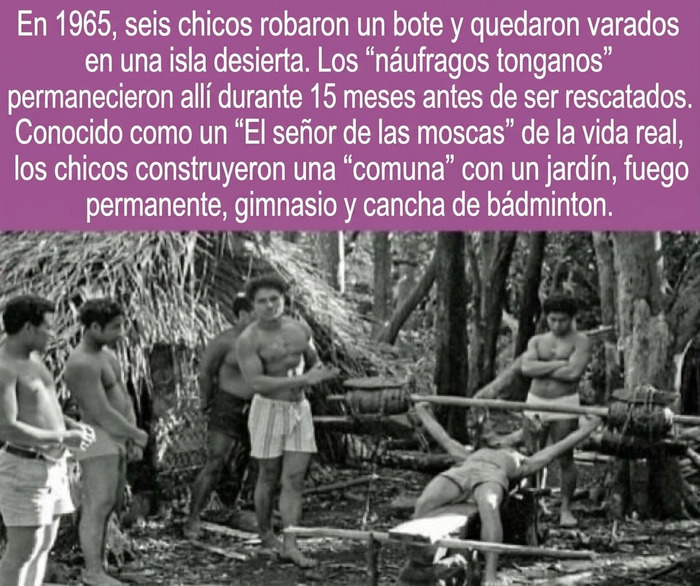 Fotografía histórica de los náufragos tonganos en una isla desierta entre los datos curiosos