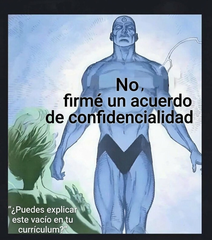Meme del Dr. Manhattan sobre el currículum que causa risa y vergüenza ajena