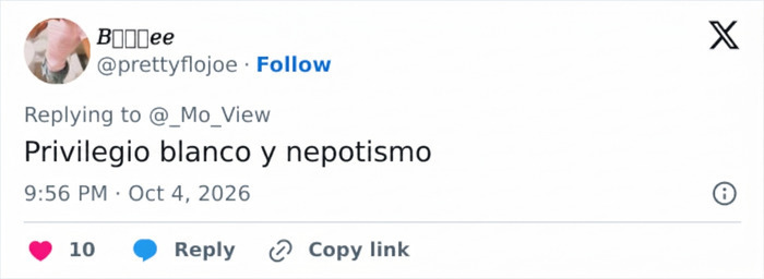 Tuit que critica el nepotismo en la moda, en relación al talento como supermodelo de Gigi Hadid. Tuit que critica el nepotismo en la moda, en relación al talento como supermodelo de Gigi Hadid.
