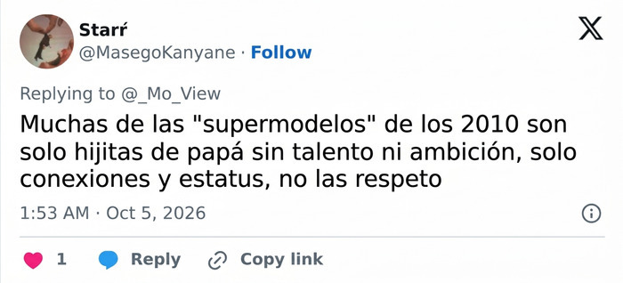 Tuit sobre el talento de las supermodelos de la década de 2010 y el caso de Gigi Hadid. Tuit sobre el talento de las supermodelos de la década de 2010 y el caso de Gigi Hadid.