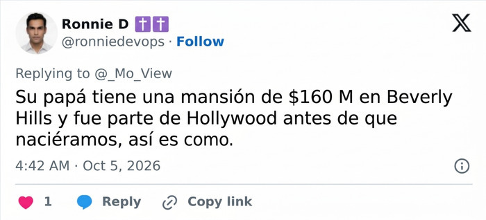 Publicación en redes sobre la riqueza familiar y el estatus de Gigi Hadid como supermodelo. Publicación en redes sobre la riqueza familiar y el estatus de Gigi Hadid como supermodelo.