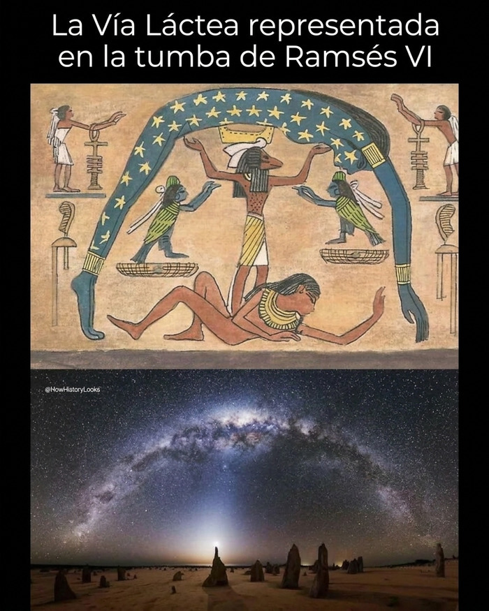 La Vía Láctea en la tumba de Ramsés VI, entre fotos históricas de astronomía.