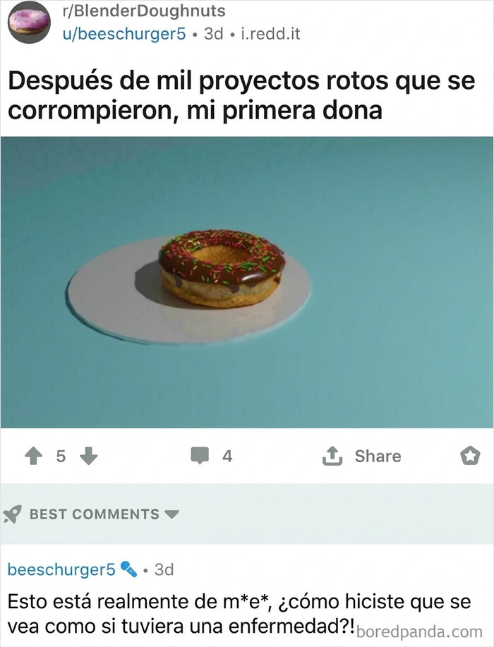 Mentirosos pillados criticando duramente su propio diseño de dona en un foro de Blender sin cambiar de usuario.