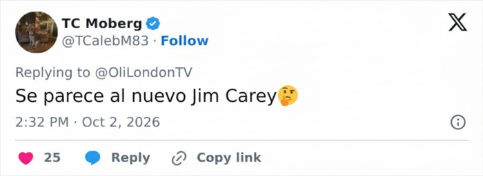 Tweet de un usuario que compara el pol&eacute;mico nuevo aspecto de Megan Fox con un famoso actor