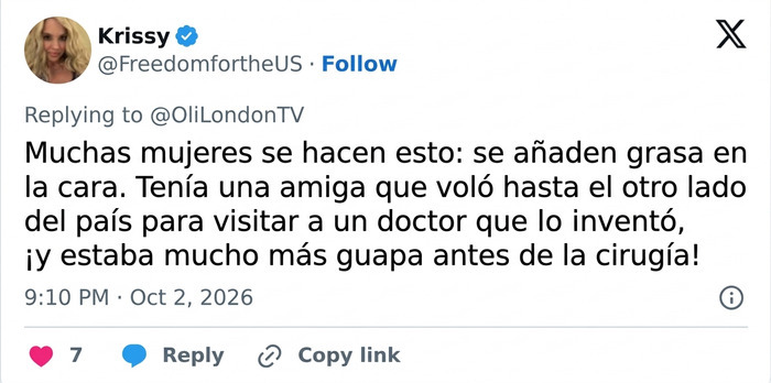 Tuit sobre cirug&iacute;as est&eacute;ticas faciales en referencia al nuevo aspecto de Megan Fox